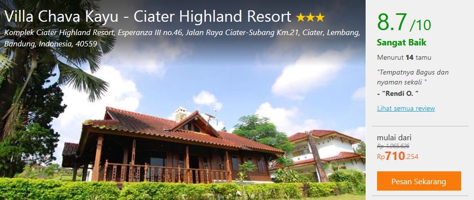 villa chava kayu nyaman di ciater